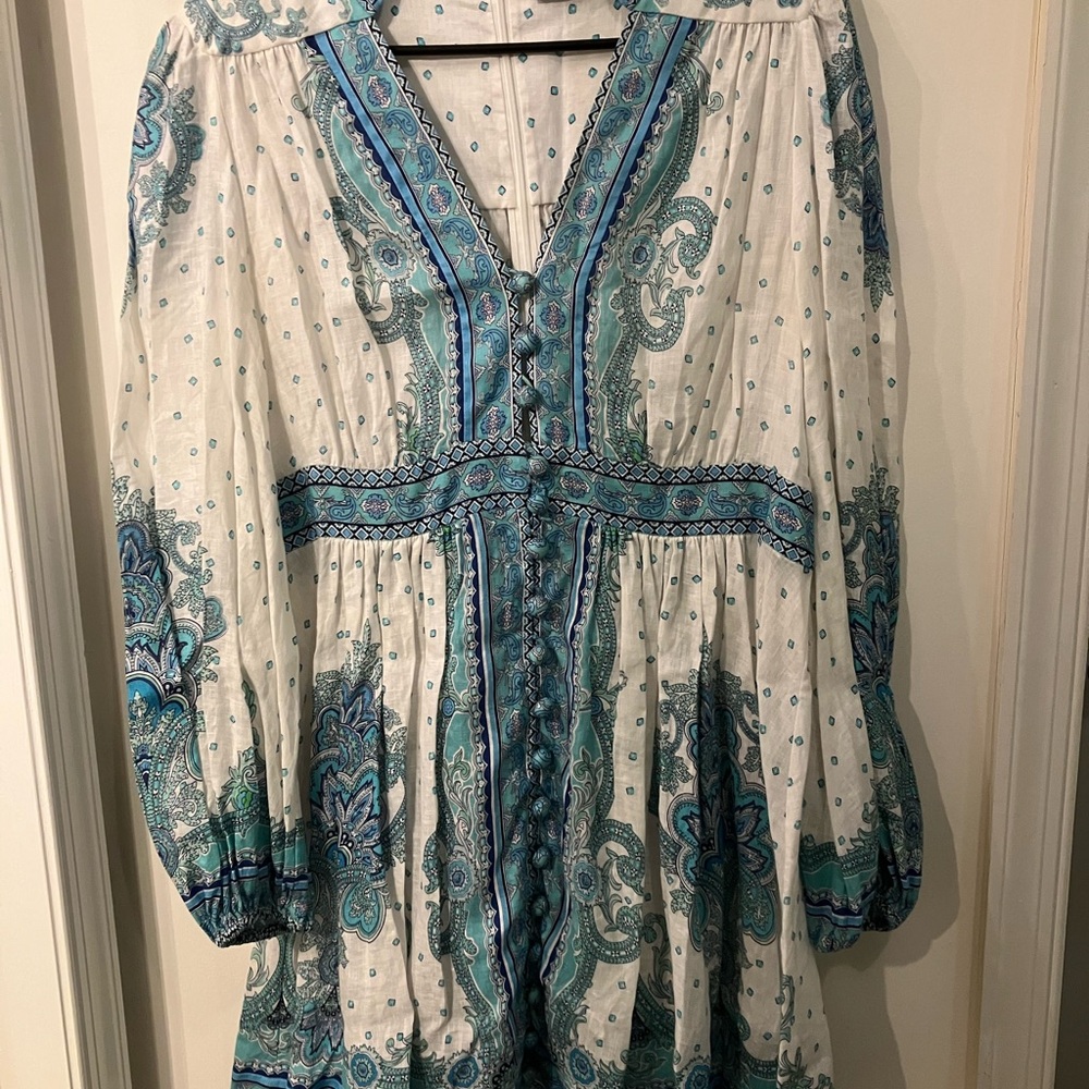 Zimmermann Turquoise And White Patterned Dress - image 2